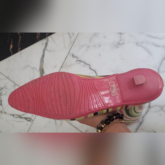PAUL SMITH- size 10/40 -rubber rain boots -Stripe Kitten Heel-multicolor - Picture 10 of 16